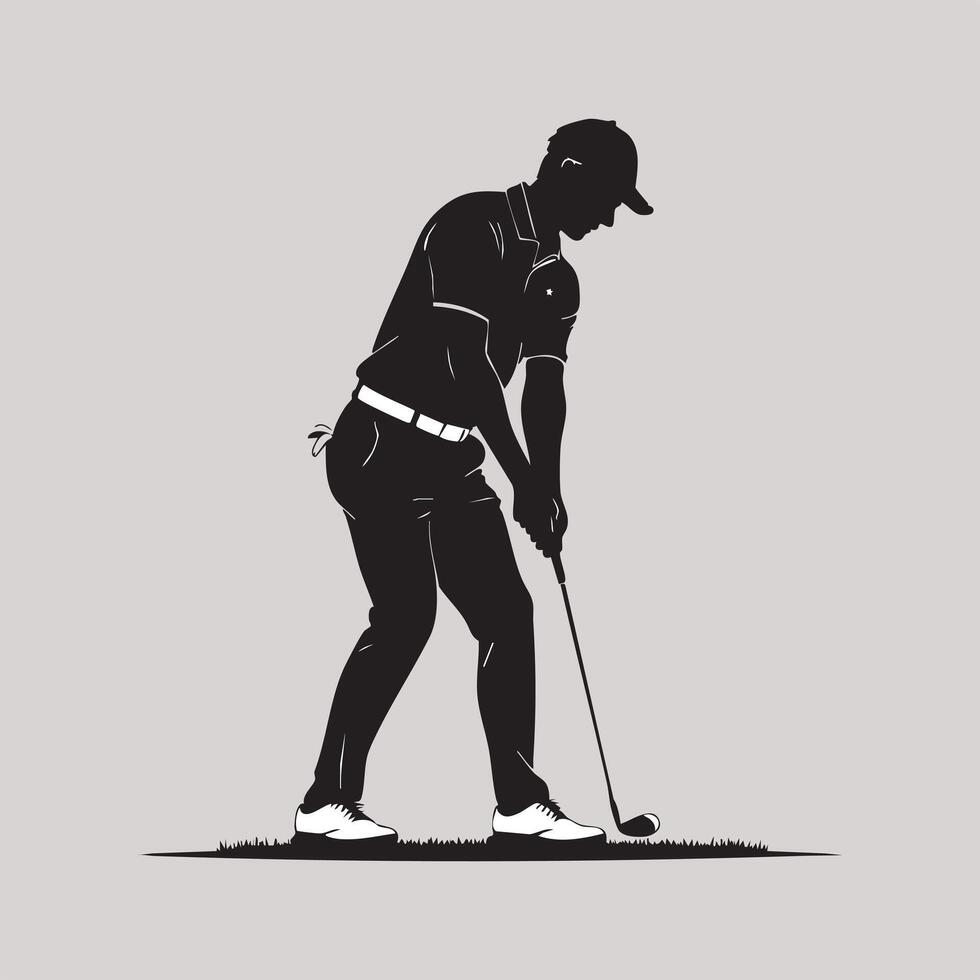 Silhouette of Golfer Preparing to Swing vector
