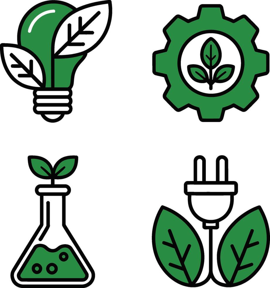Eco-Friendly Energy Icons Set for Sustainability Concept vector