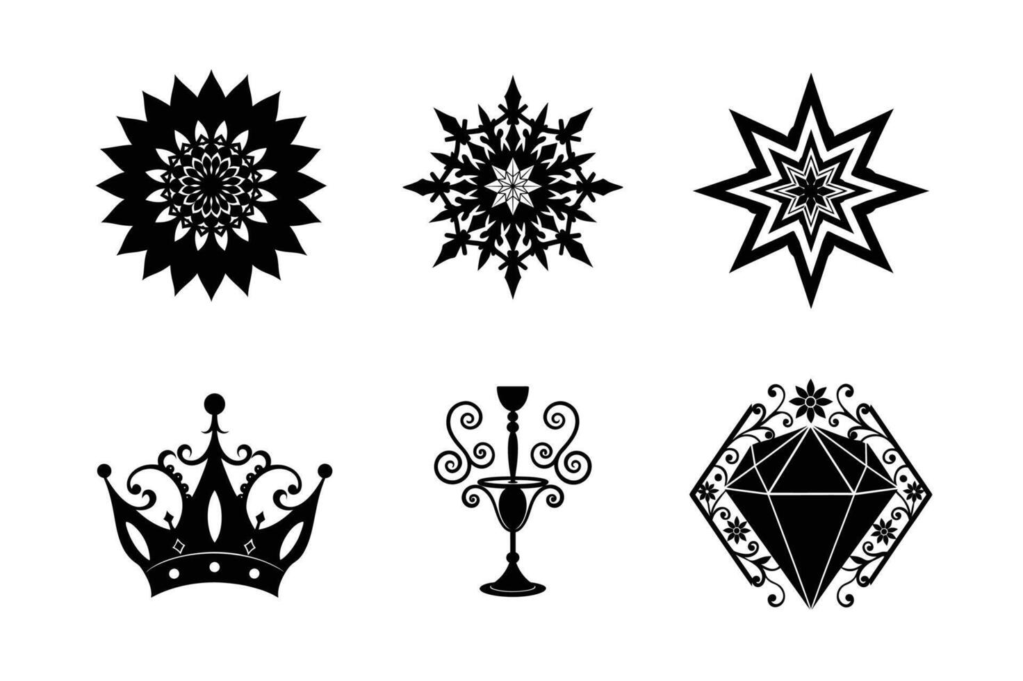 Set of mandala silhouette illustration vector