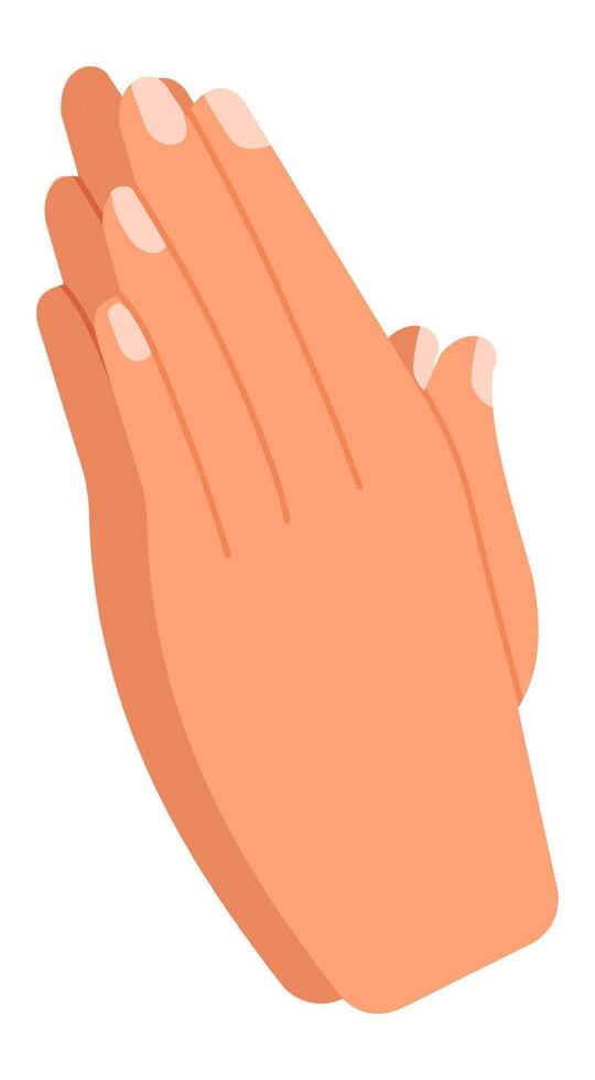 Two hands joined together in a praying gesture, symbolizing hope, spirituality, and religious devotion, creating a serene and contemplative atmosphere vector