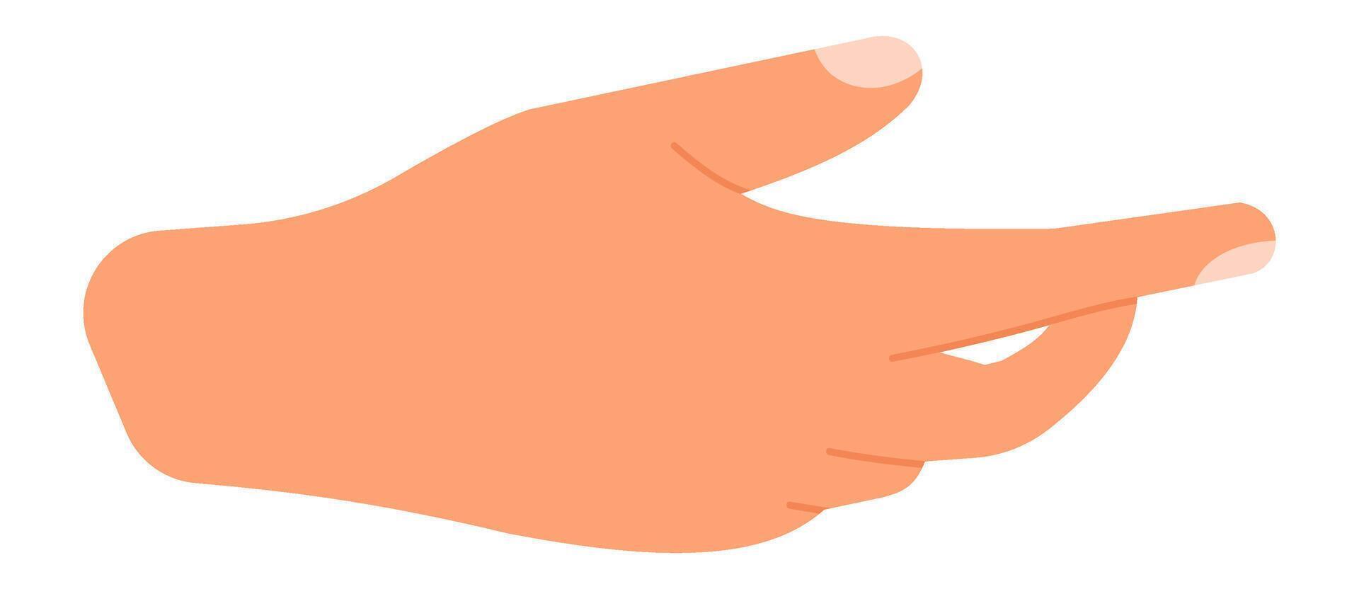 Cartoon hand pointing with an extended index finger, directed forward against a clean white background, featuring a minimalist and illustrative design style vector