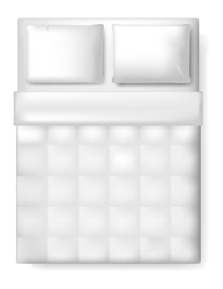 white bed set with pillows vector