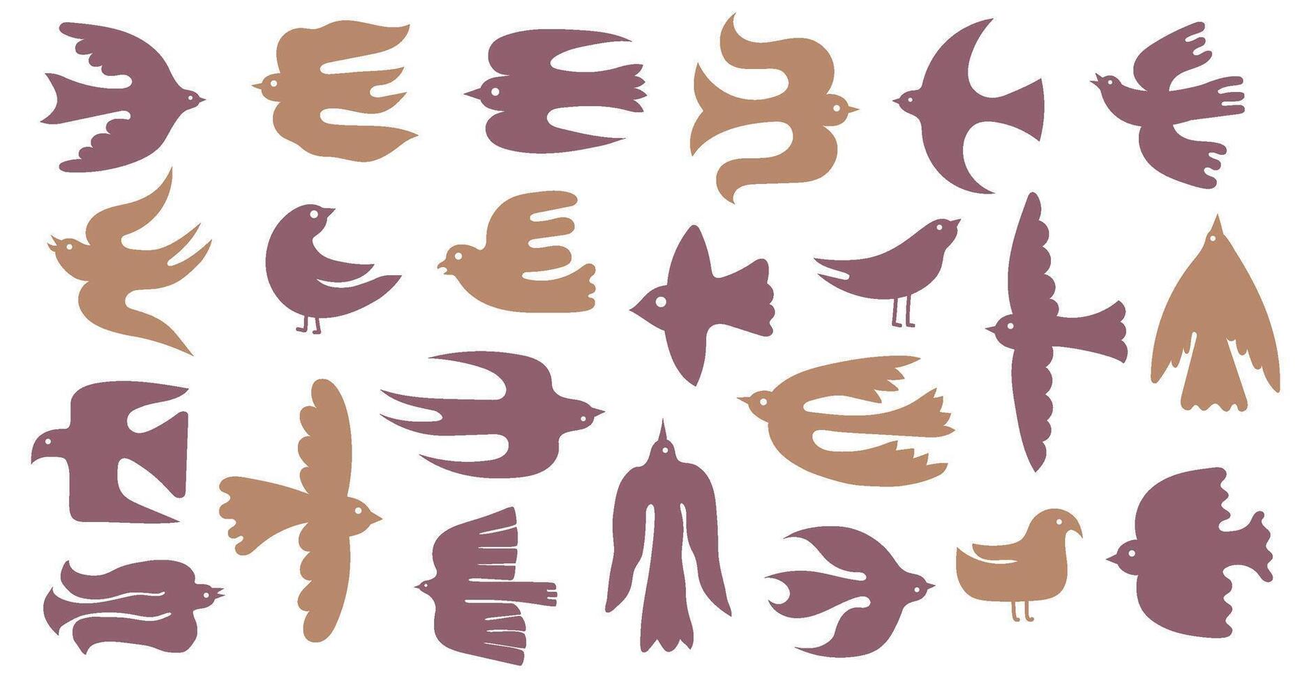 Simple bird silhouettes. Flying dove, abstract pigeon, minimalist sparrow and swallow figure. Peace and freedom birds scandinavian style decorative icons set vector