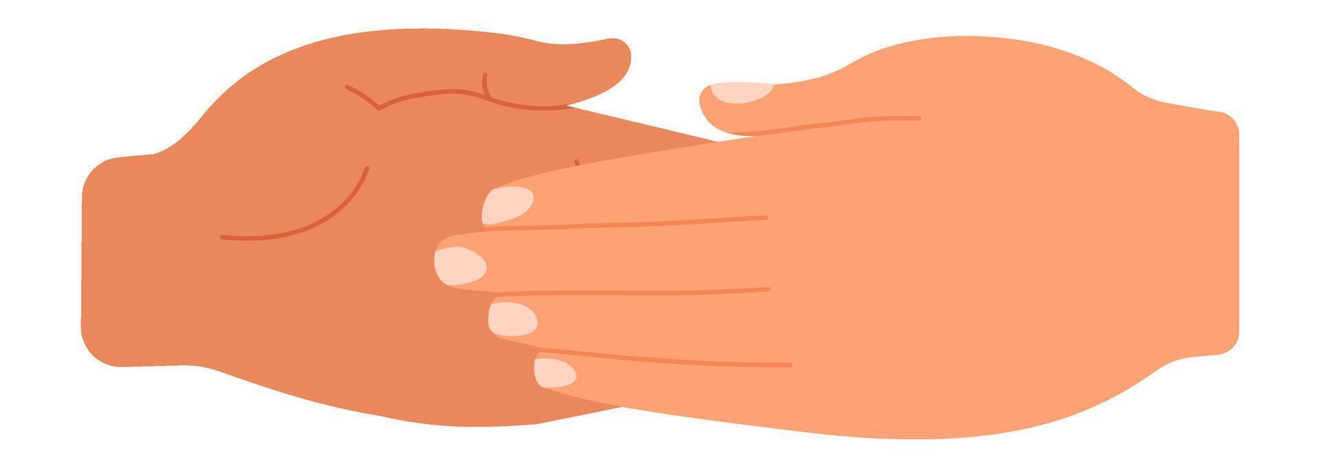 Two hands of diverse skin tones gently touching, radiating warmth and affection, embodying the essence of human connection and the beauty of intimacy and togetherness vector