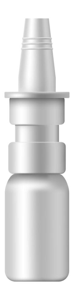 Realistic nasal spray bottle positioned on a white background, offering ample space for branding and label design, perfect for showcasing medical and healthcare products vector