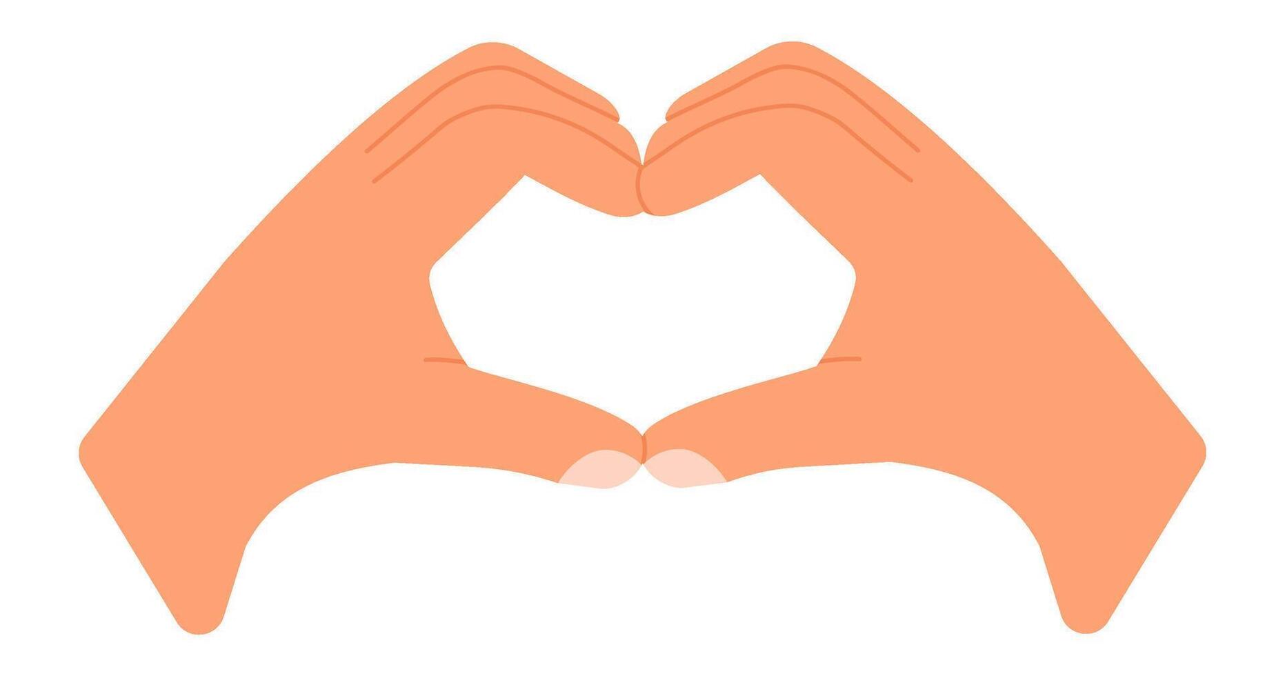 Two hands gently curving together to form a heart shape, representing love, care, and deep affection against a clean white background, evoking feelings of joy and connection vector