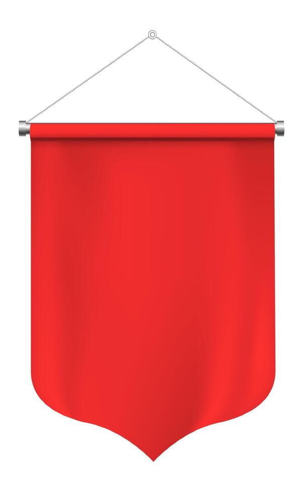 Red pennant hanging against a white background symbolizes celebration, achievement, and success, offering a vibrant and eye catching visual perfect for various events and promotions vector