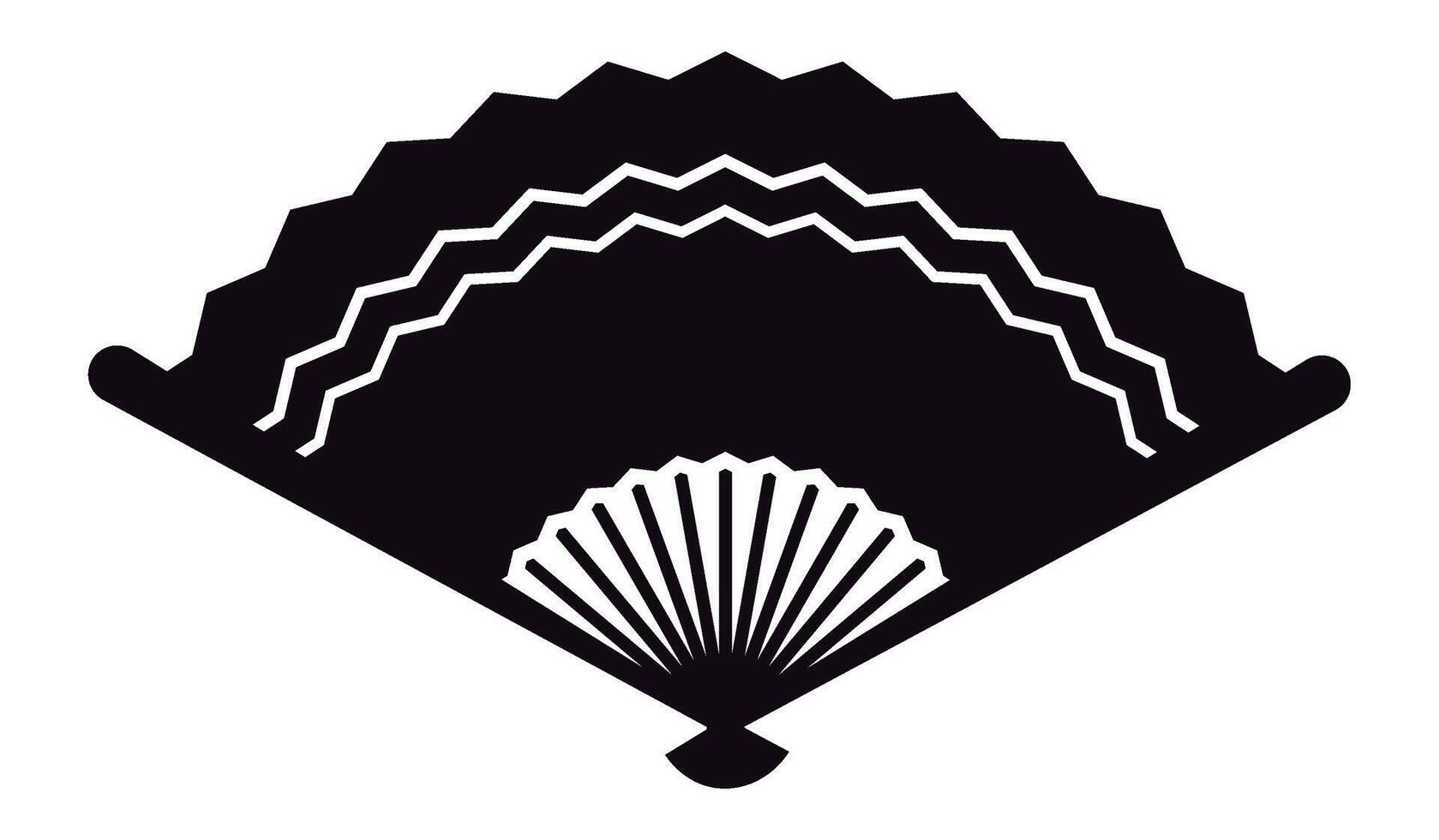 Black and white hand fan featuring wavy lines that create an elegant pattern, embodying the essence of summer, fashion, and rich Asian cultural traditions vector