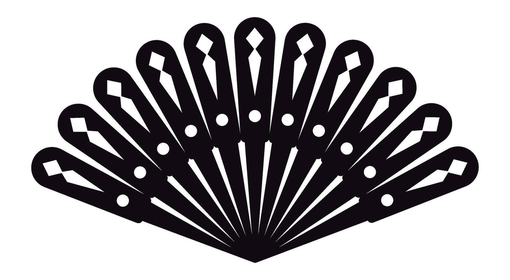 Geometric peacock fan radiating elegance and style, perfect for fashion, accessories, or art deco design projects, blending nature and geometry vector
