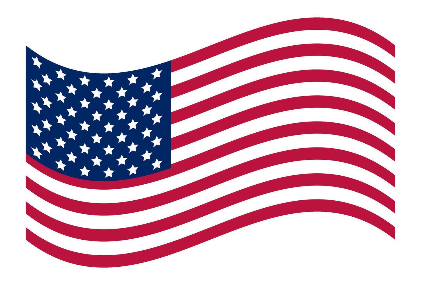 Wavy american flag is waving on plain white background, perfect for celebrating United States holidays like Independence Day, Memorial Day, President's Day, Labor Day and Columbus Day vector