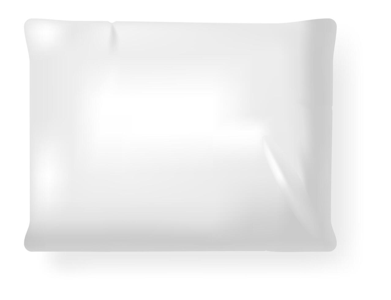 Realistic white rectangular pillow casting a subtle shadow on a clean white background, providing a simple yet effective visual for comfort, rest, and sleep related themes vector