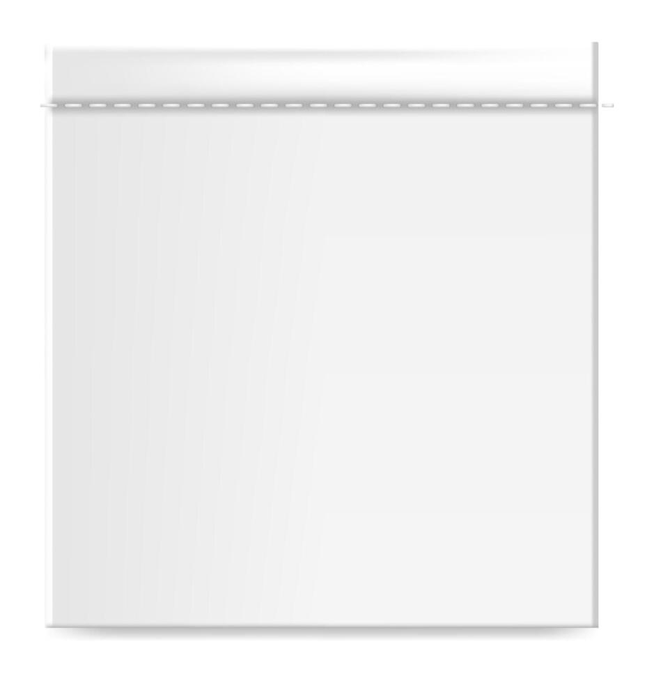Realistic white blank plastic pouch with resealable zip lock packaging is ready for branding and product placement, isolated on white background vector