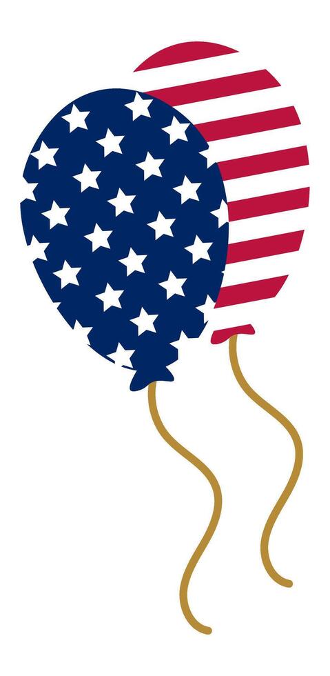 Two patriotic balloons are floating gracefully against a white backdrop, showcasing the stars and stripes of the United States flag, symbolizing celebration and national pride vector