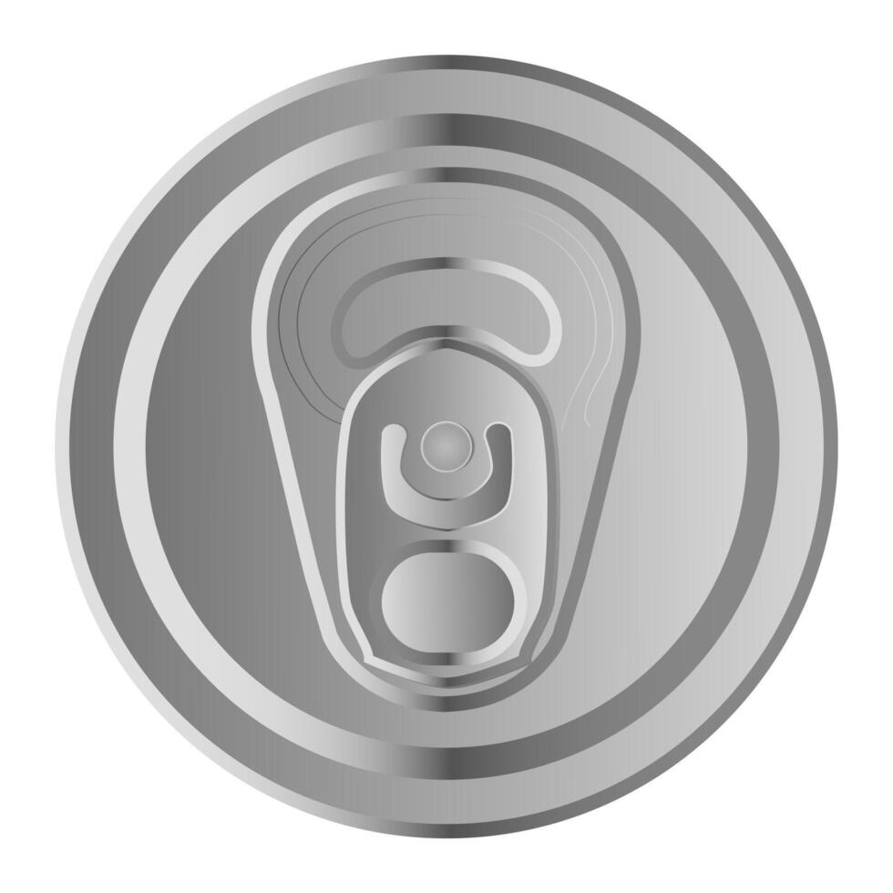 Realistic metallic can top with ring pull, designed for easy opening, offers a convenient solution for accessing contents while preserving product freshness vector