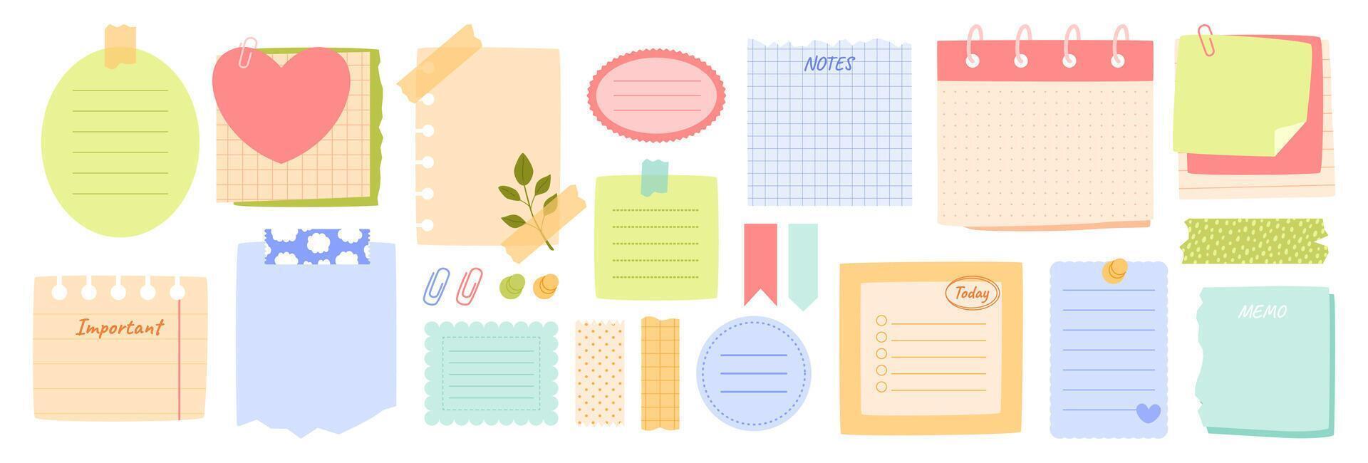 Colorful collection of sticky notes and notepads vector