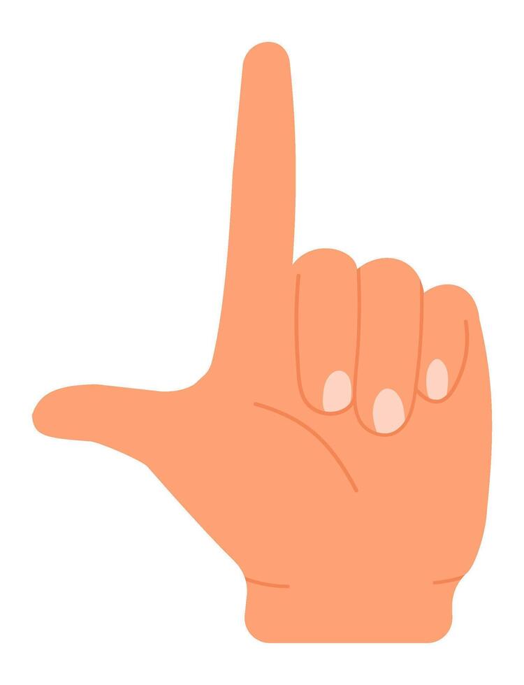 Cartoon hand gesturing the loser sign with index finger pointing upwards and thumb and index finger forming an L, isolated on white background, ideal for educational and conceptual visuals vector