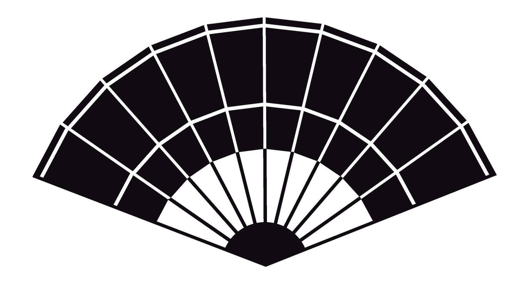 Traditional Japanese hand fan silhouette, isolated against a white background, symbolizes the rich culture and history of Japan, embodying elegance and artistry in design vector
