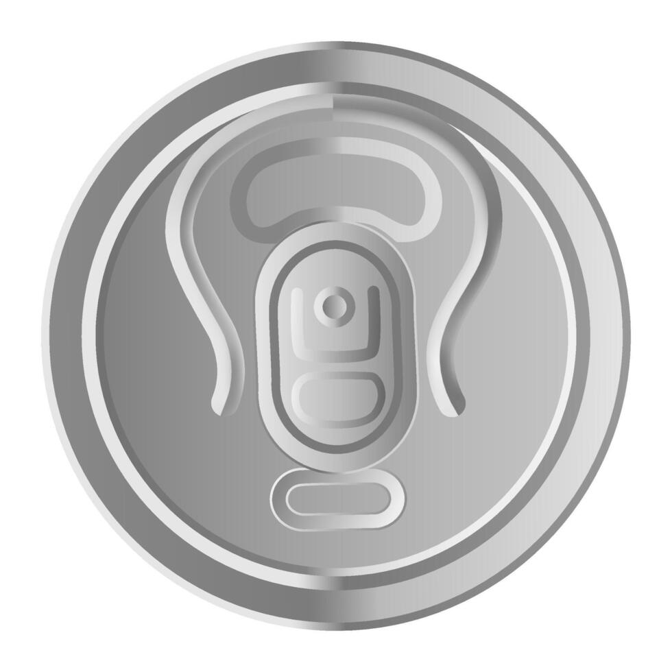 Aluminum can top featuring the ring pull opening mechanism highlights the practical design of beverage containers, emphasizing functionality and ease of use for refreshing drinks vector