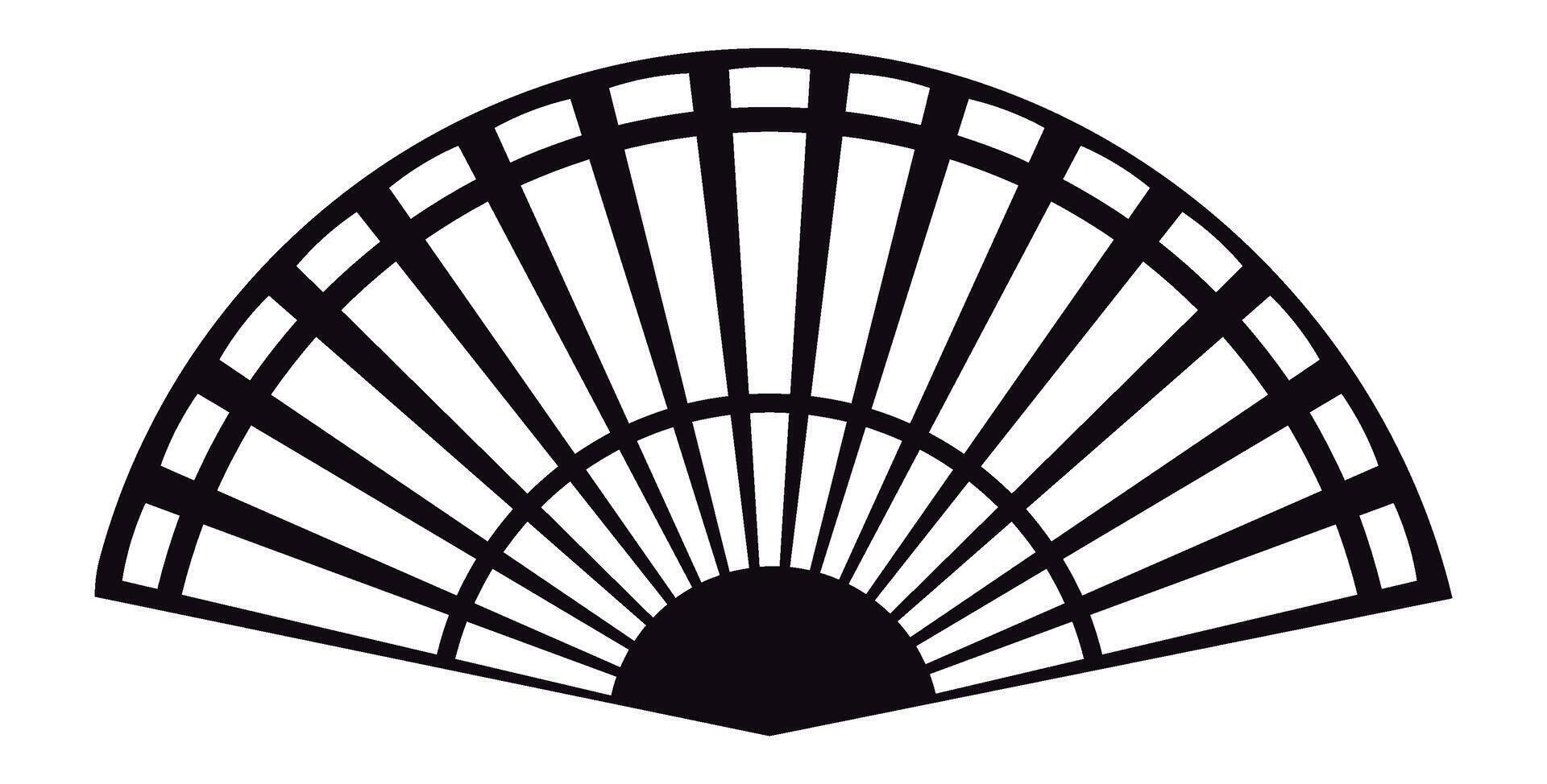 Stylish and elegant fan design featuring radiating lines and geometric patterns, creating a visually appealing black and white composition perfect for various design applications vector
