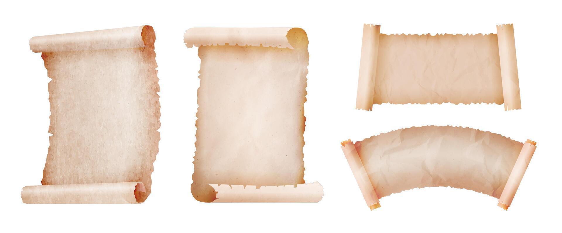 Vintage scroll paper collection vector