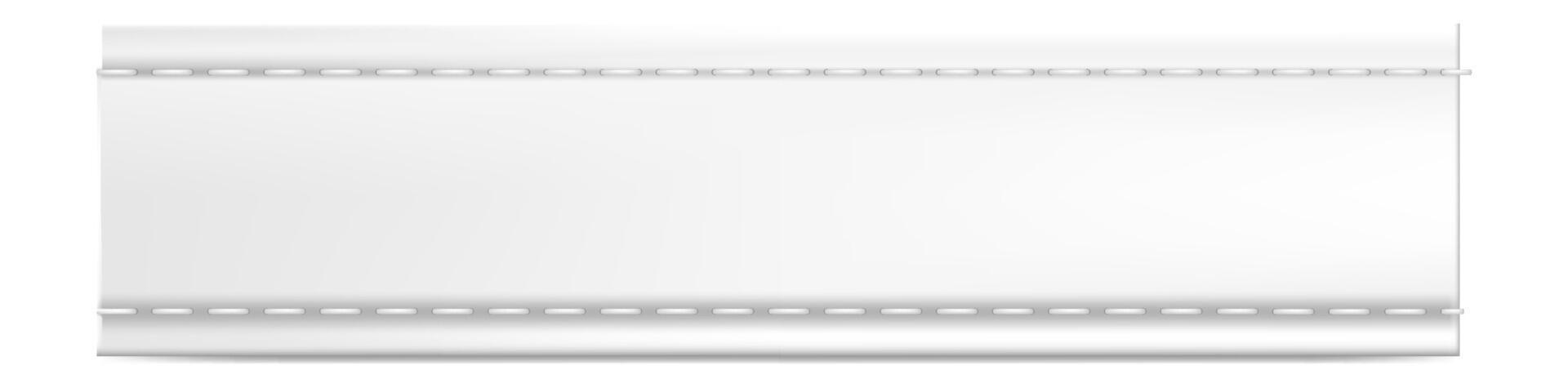 White blank clothing label featuring double stitching, positioned on a pristine white fabric background, offering ample space for personalized text and essential information vector