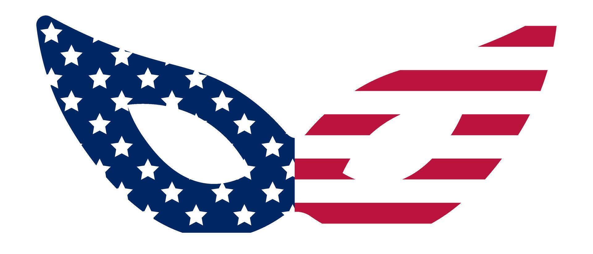 Carnival mask featuring the United States flag, celebrating Independence Day, perfect for Fourth of July festivities or any patriotic gathering, embodying national pride and tradition vector