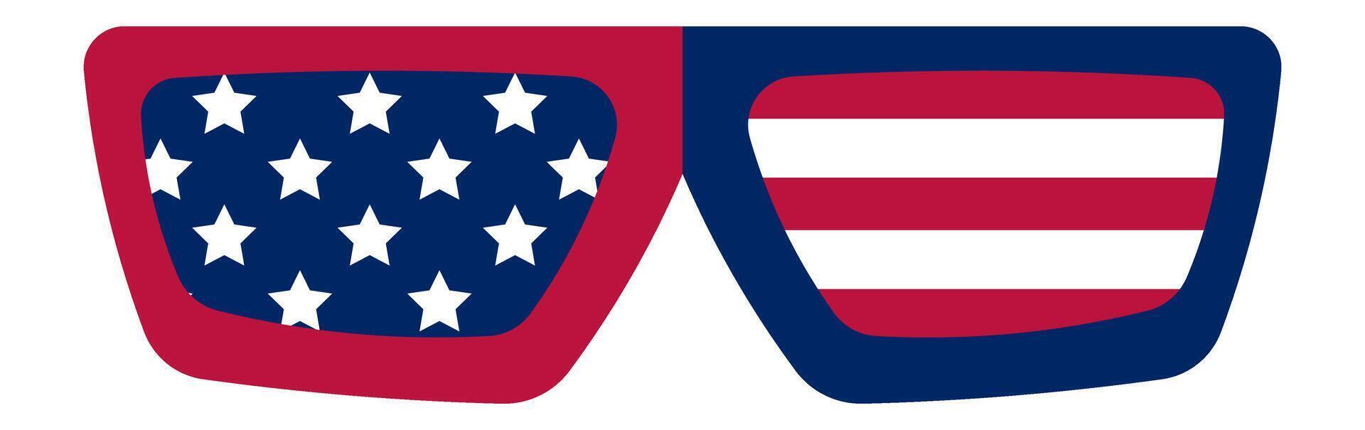 Stylish sunglasses featuring the United States flag design, perfect for celebrating Independence Day while expressing national pride and embracing American culture during summer festivities vector