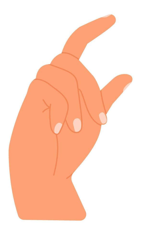 Cartoon hand making a gesture of measuring a tiny amount, pinching delicately with thumb and index finger, isolated against a clean white background, conveying a subtle nonverbal sign vector