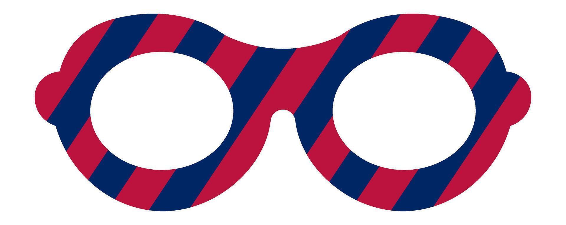 Carnival eyeglasses featuring red and blue stripes evoke a playful and festive atmosphere, adding a touch of whimsy to celebrations and costume parties vector