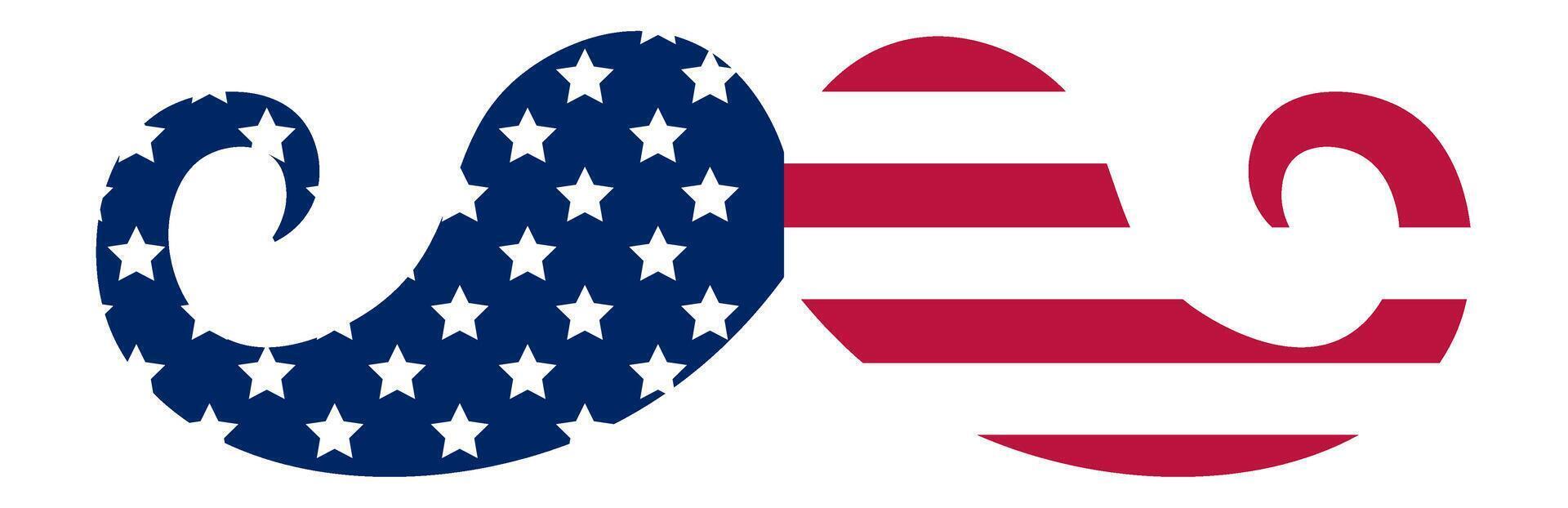 Stylized mustache showcasing American flag colors and stars, symbolizing patriotism, national pride, and American identity, suitable for Independence Day celebrations or national holidays vector