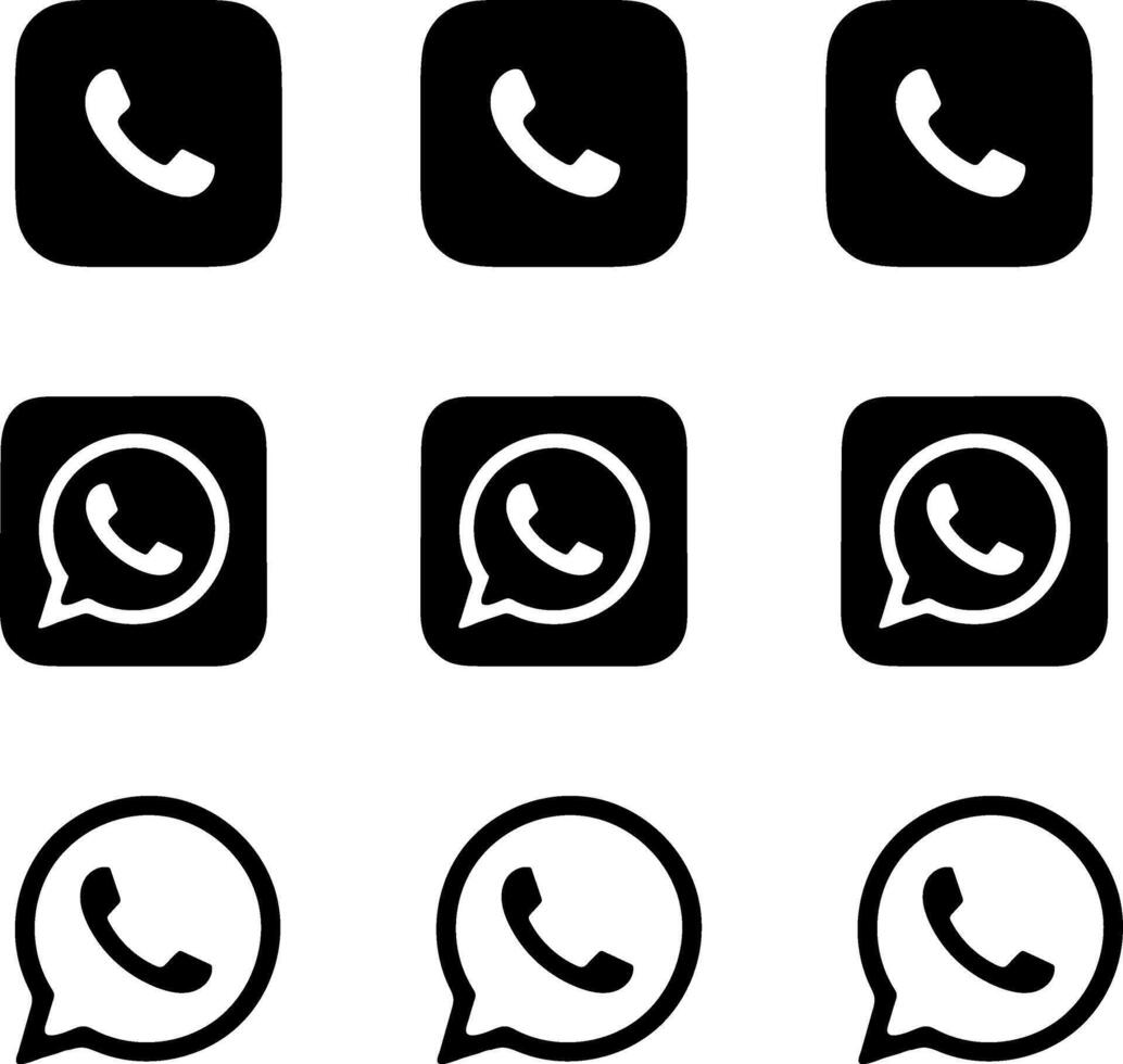 Phone icon set silhouette isolated on white background vector
