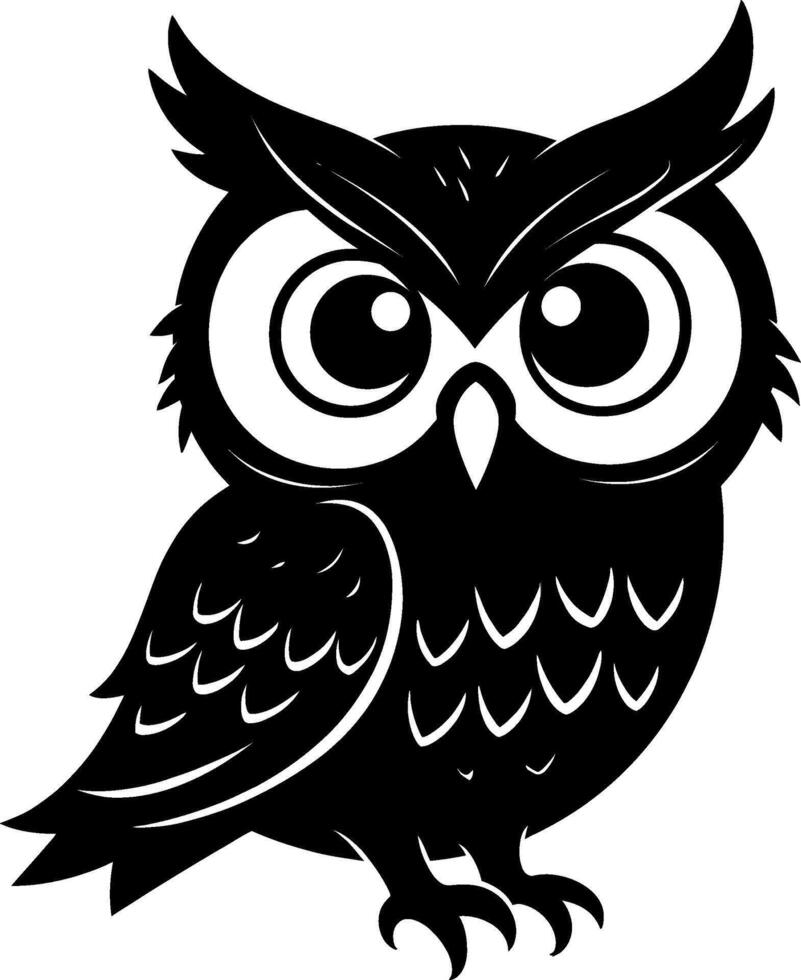 Cute owl silhouette isolated on white background vector