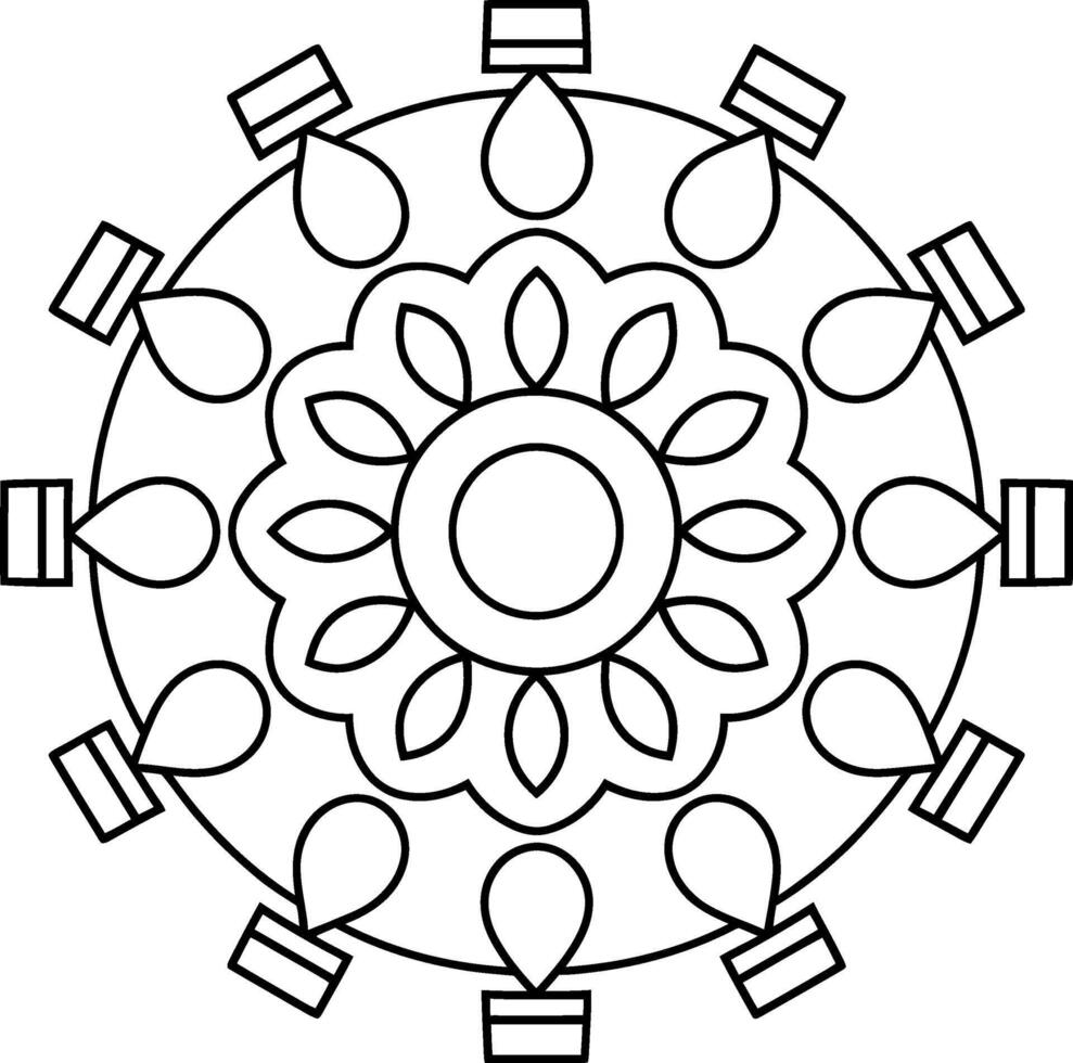 Circular mandala design silhouette isolated on white background. vector