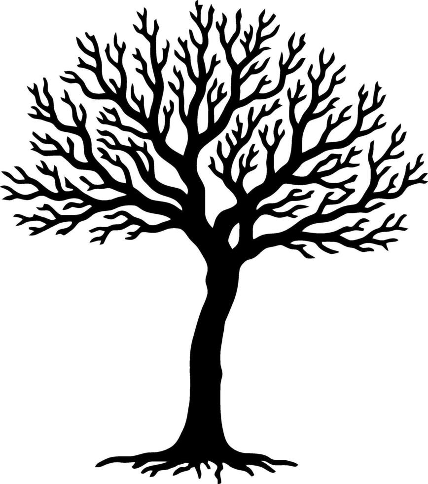 Bare tree silhouette isolated on white background vector