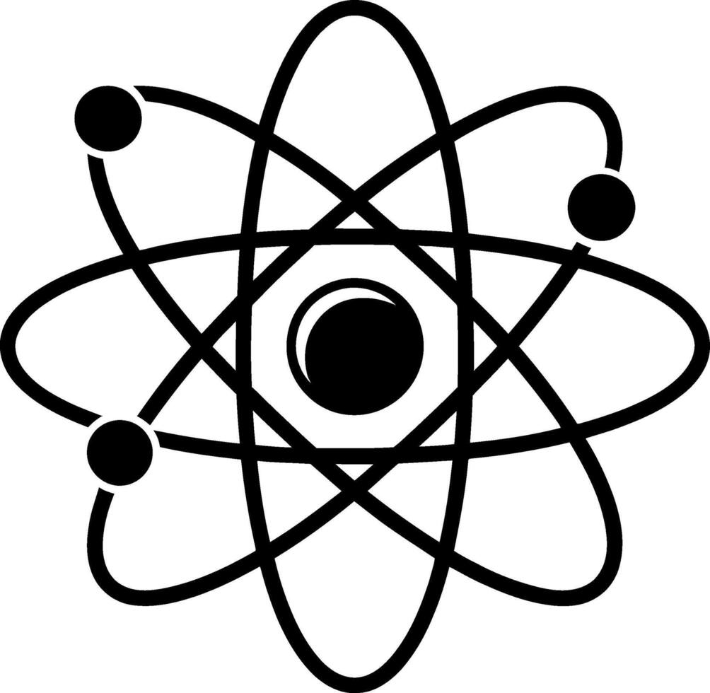 Atom model silhouette isolated on white background vector