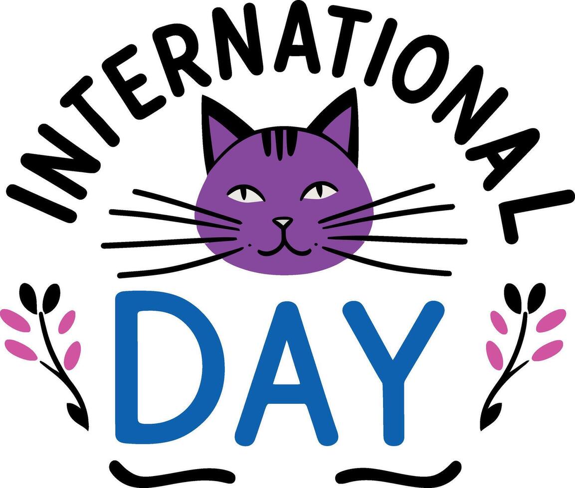 International cat day silhouette isolated on white background vector