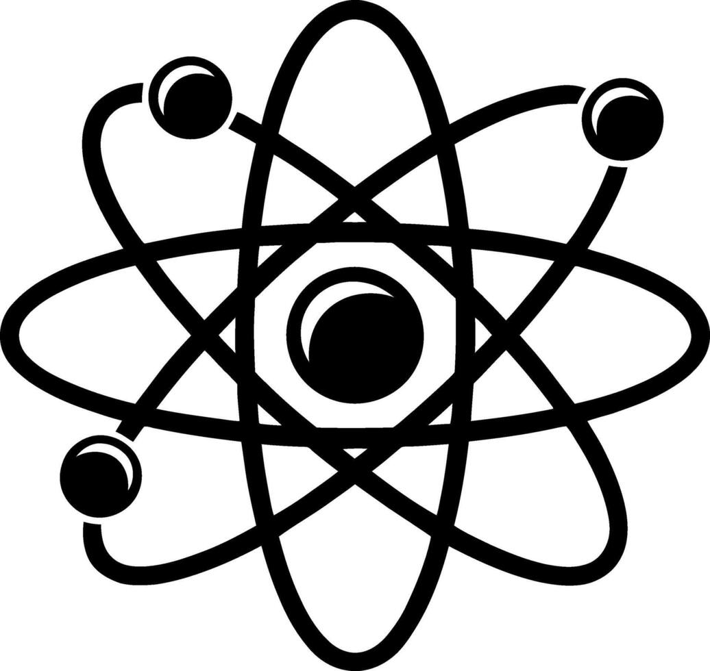 Atom structure silhouette icon isolated on white background vector