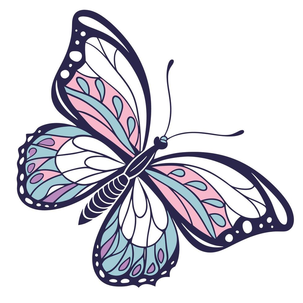 A butterfly with a blue and pink pattern vector