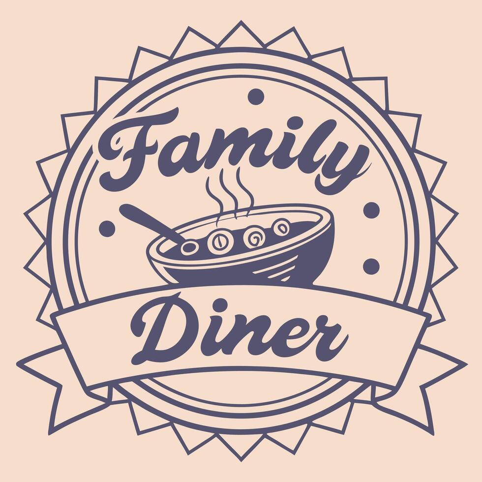 a cozy logo for a family diner featuring a steami vector