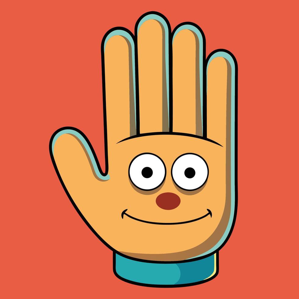 A cartoon hand with a smiley face and a smile vector