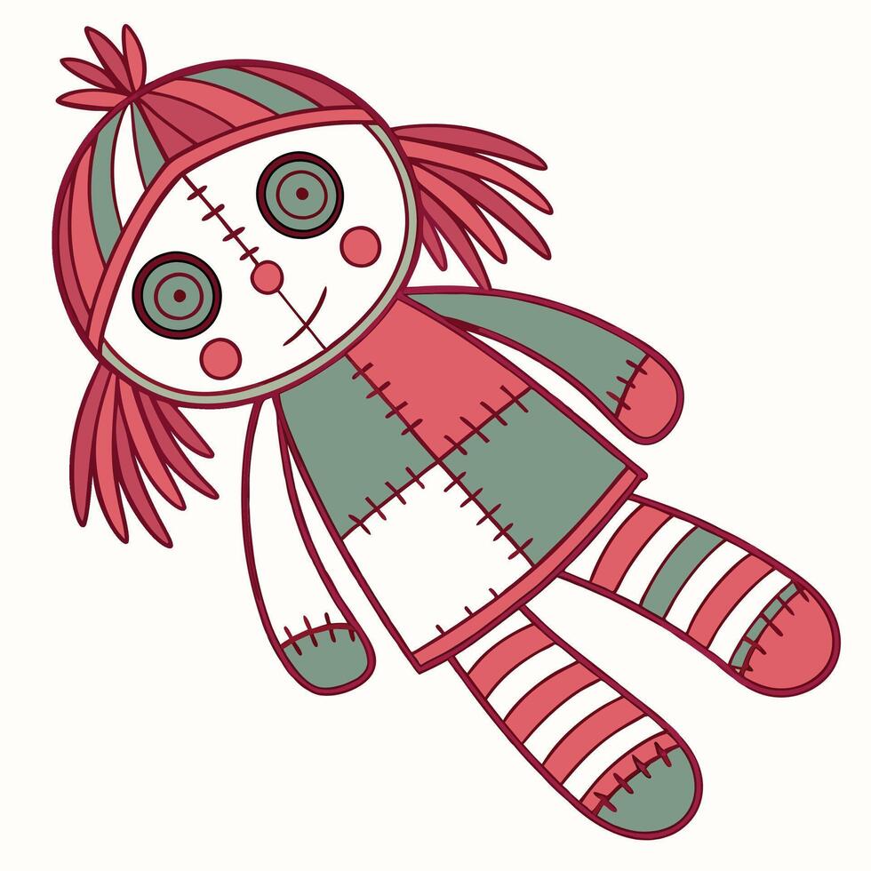a colorful ragdoll with patchwork pattern mismatch vector