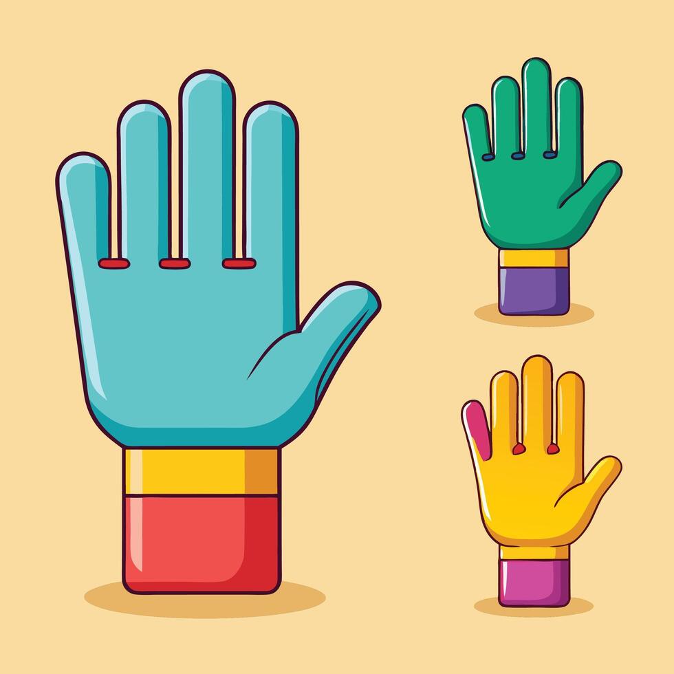 Four different colored gloves with different colors vector