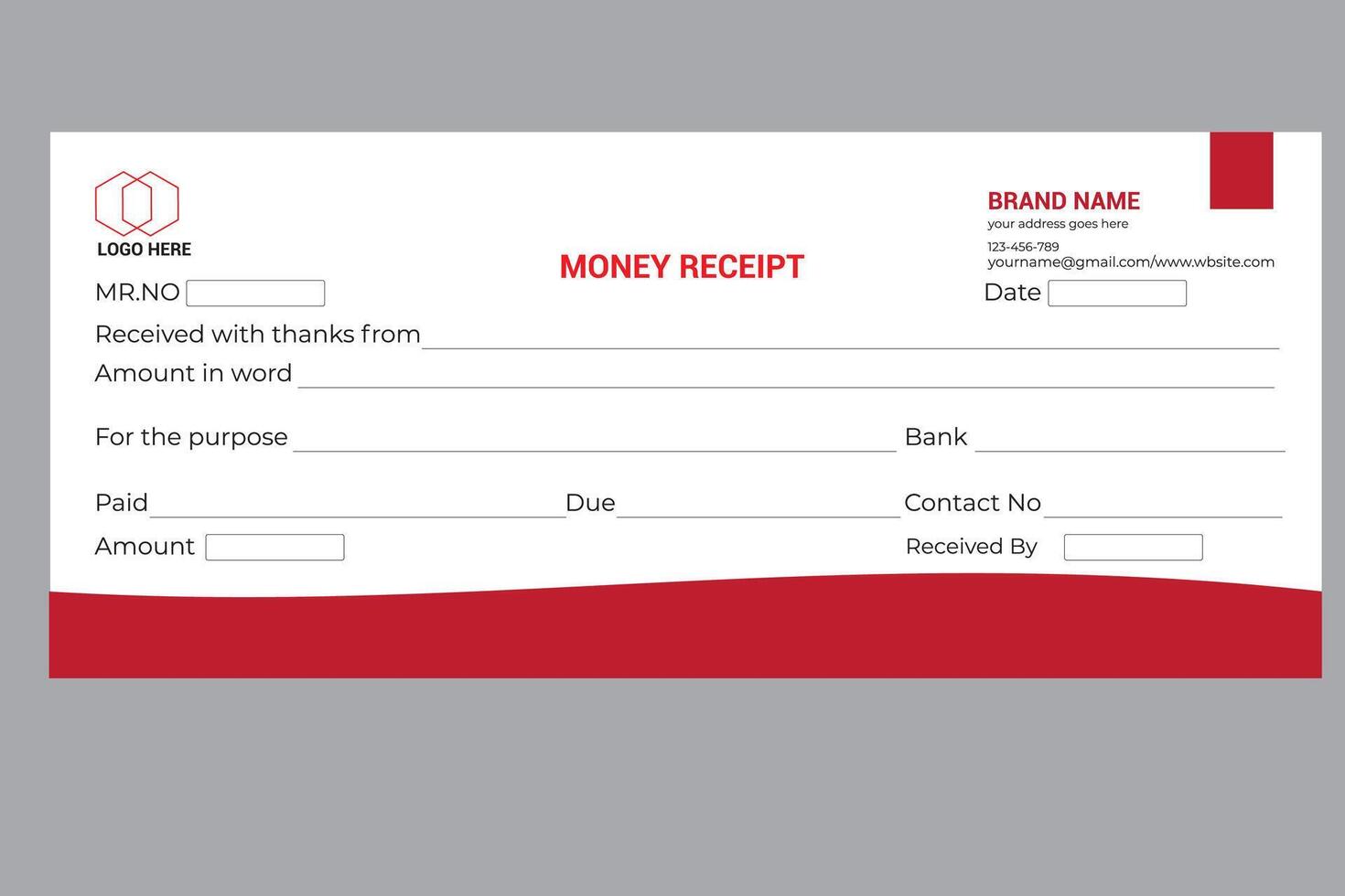 website template for business money receipt for company vector