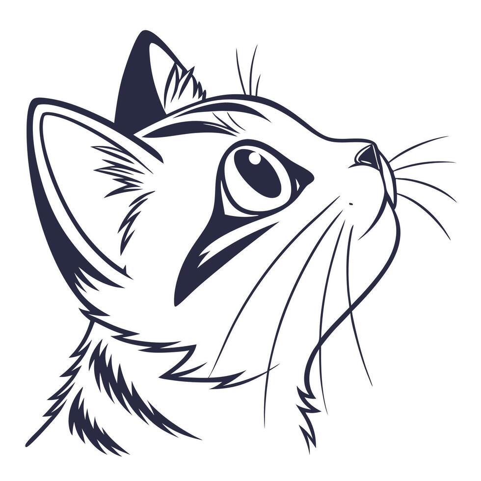 A cat head with a long tail and a big nose vector