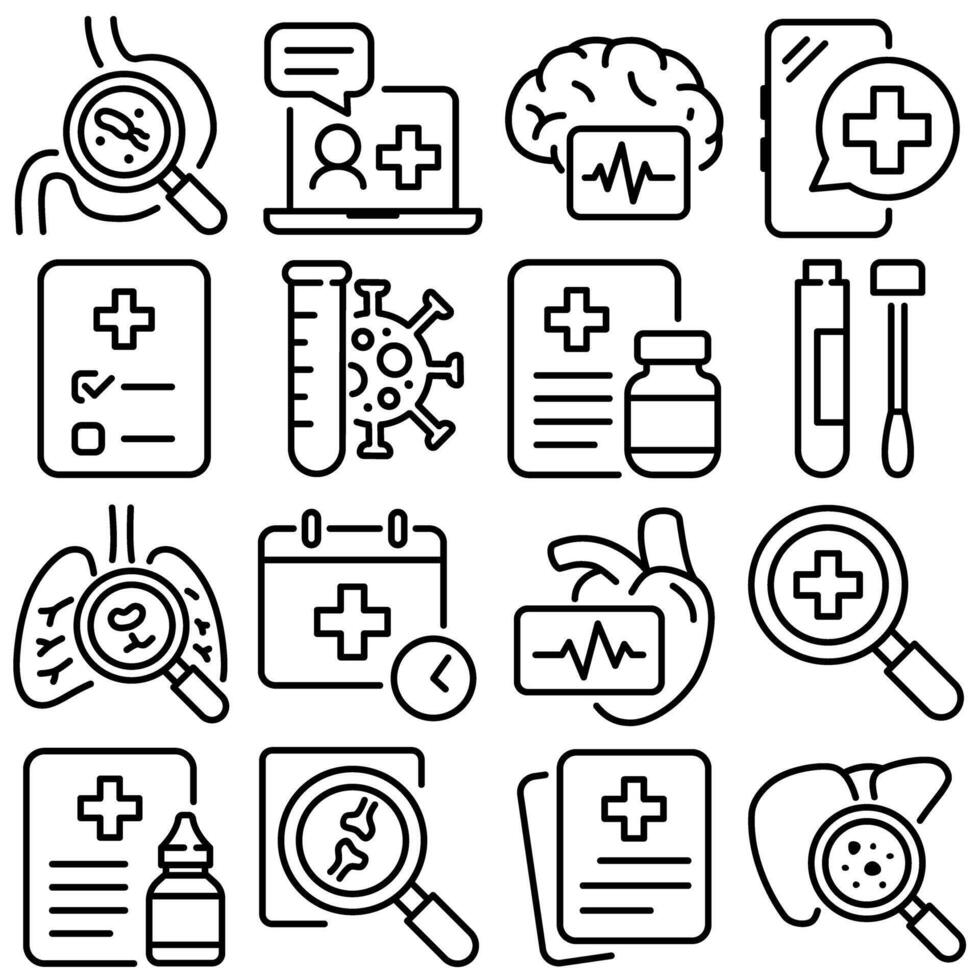 Medical Diagnostic Icons Set Outline Style Part 3 vector