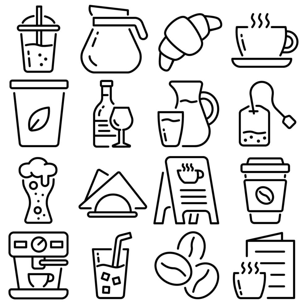 Cafe Essentials Icon Set Outline Styl vector