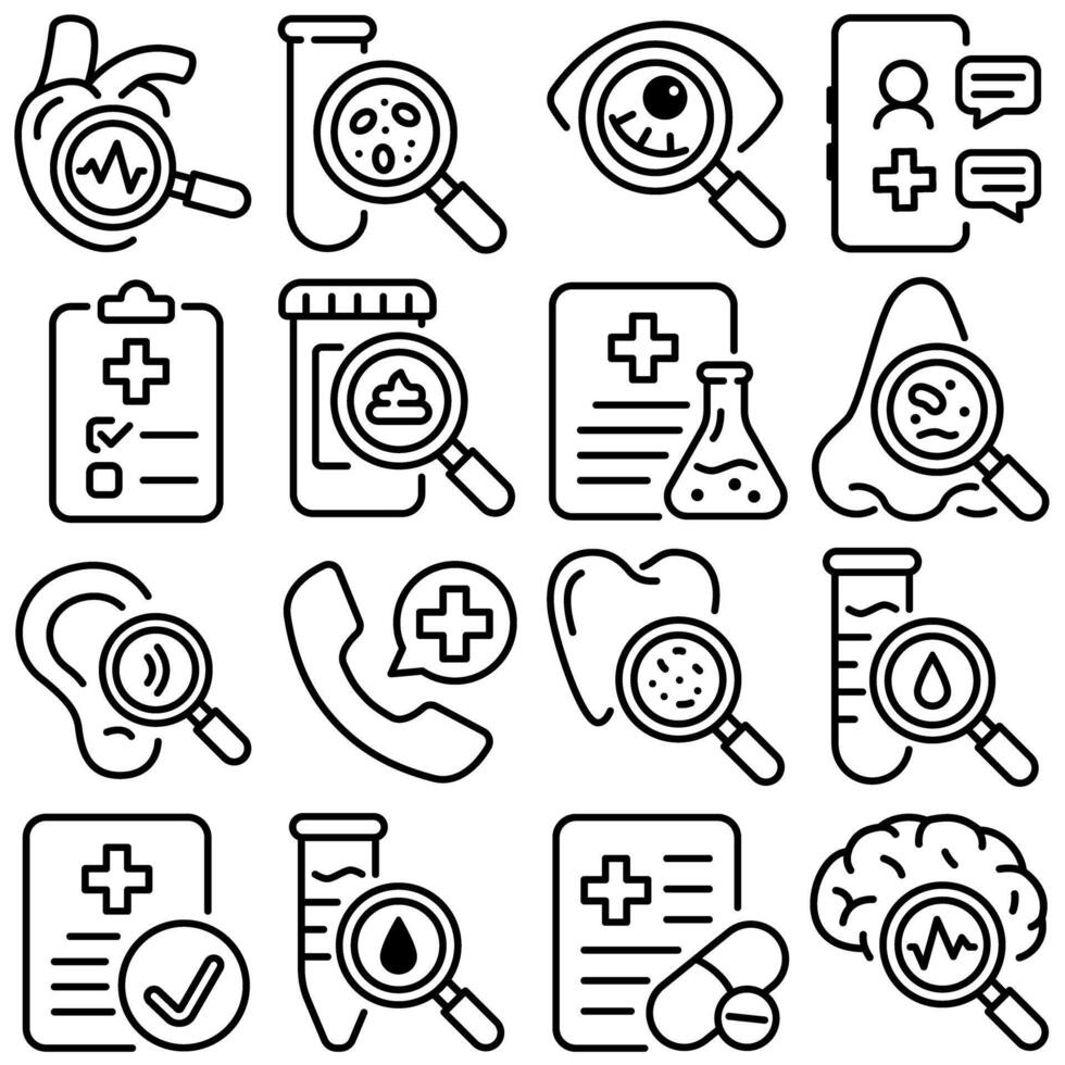 Medical Diagnostic Icons Set Outline Style Part 2 vector