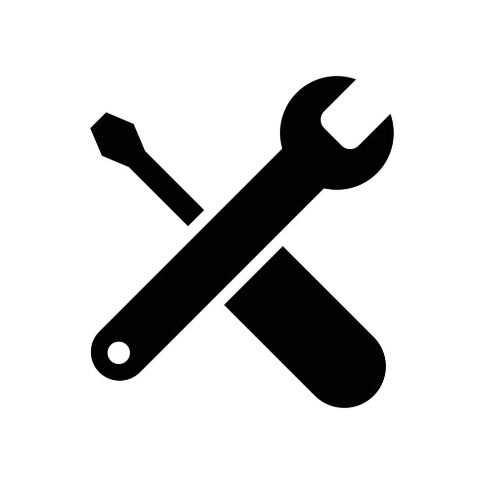 Service tool icon. Monochrome icon. repair icon . Wrench or screwdriver icon. vector