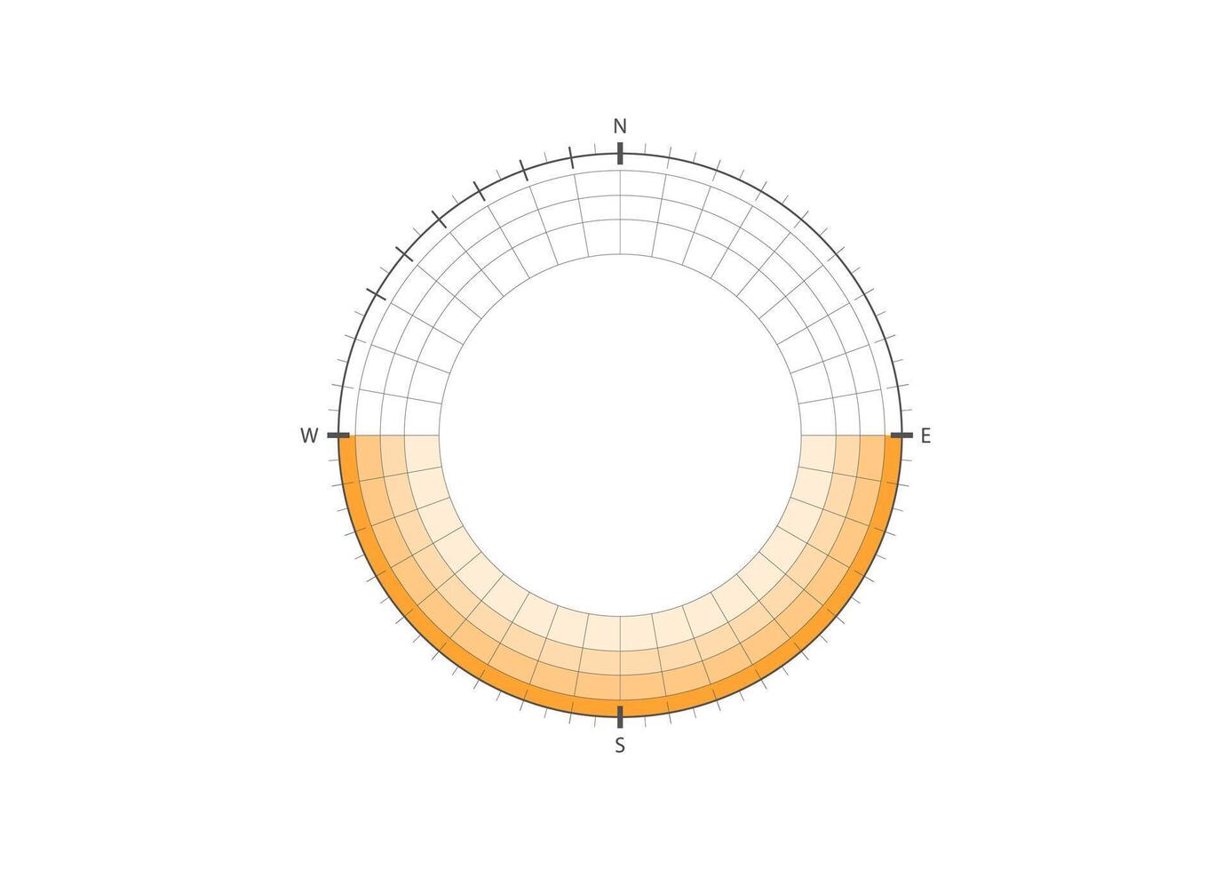 Sun path diagram for architectural planning, vector