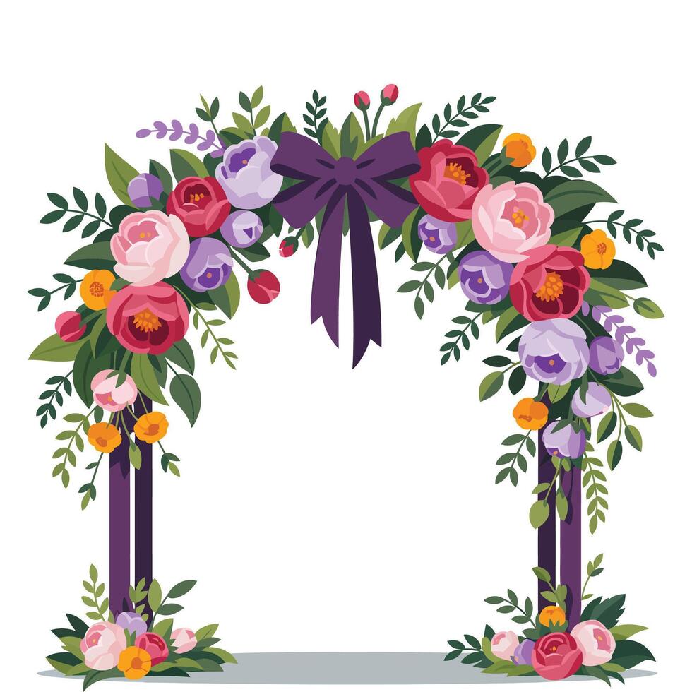 An arch with flowers and leaves vector